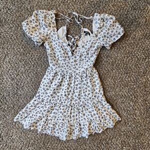 Trixxi White Mini Dress with Navy Blue Floral Print